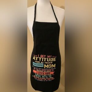 Black Apron with Colorful Text
